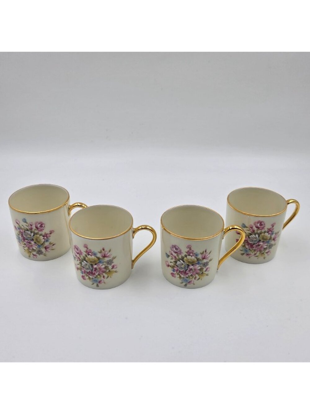 Kuba Porzellan Horst Kuba Set of 4 Espresso Demitasse Cup Saucer Gold Trim - Picture 8 of 13